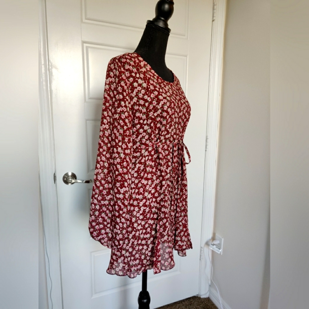 Bohemian mini dress with all over flower print